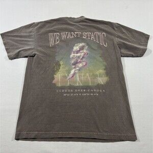 Static Gray Graphic Tee Print Grunge Crew T-shirt Clouds Over Canoga VTG Sz M